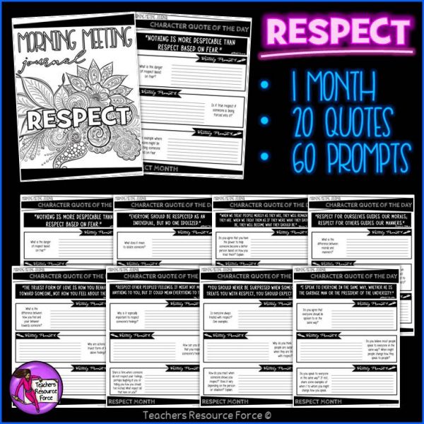 RESPECT Character Education Morning Meeting Printable Journal