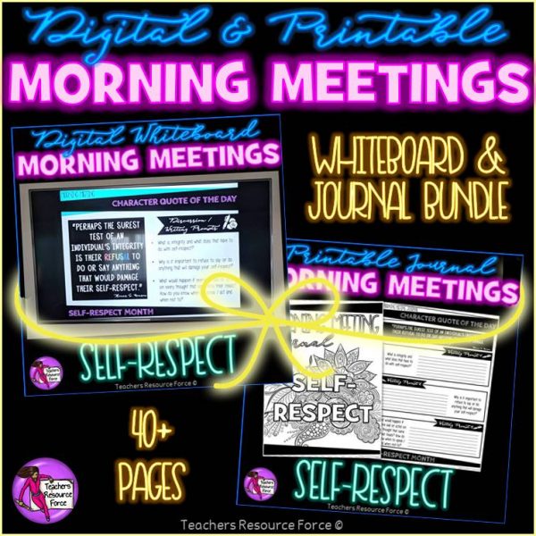 SELF-RESPECT Character Education Morning Meeting Whiteboard & Journal BUNDLE