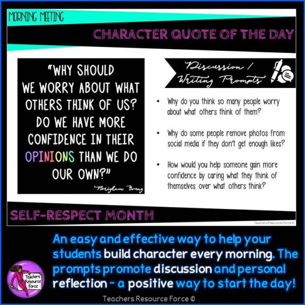 SELF-RESPECT Character Education Morning Meeting Digital Whiteboard PowerPoint