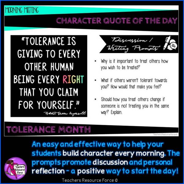 TOLERANCE Character Education Morning Meeting Digital Whiteboard PowerPoint