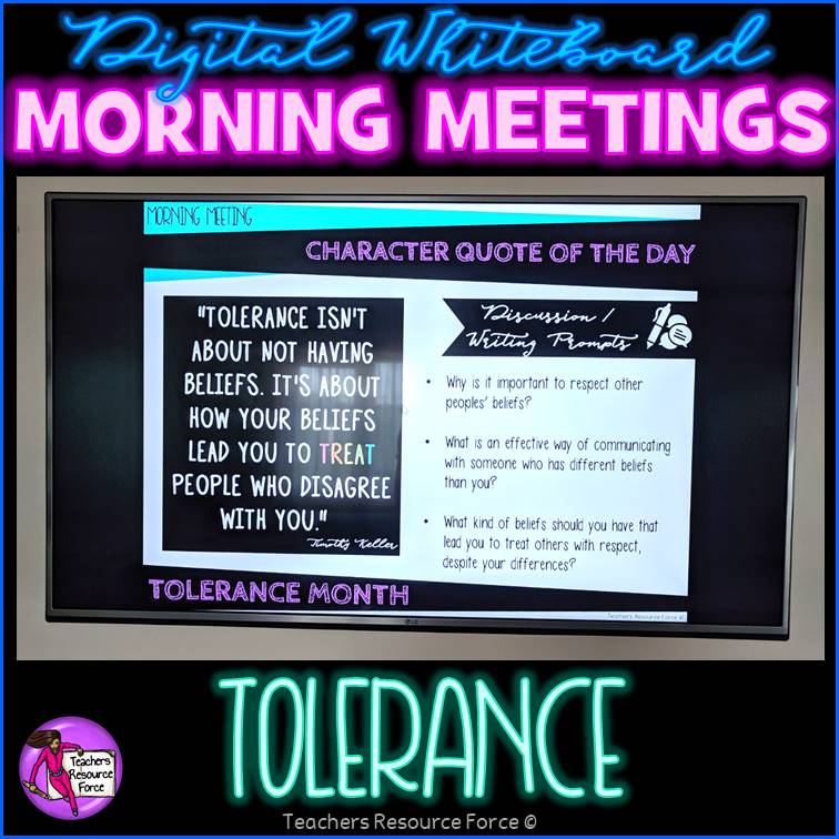 TOLERANCE Character Education Morning Meeting Digital Whiteboard PowerPoint