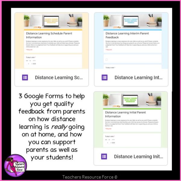 Distance Learning Parent Feedback Check In Google Forms