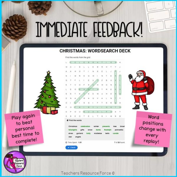 Christmas Vocabulary: Wordsearch Online Game