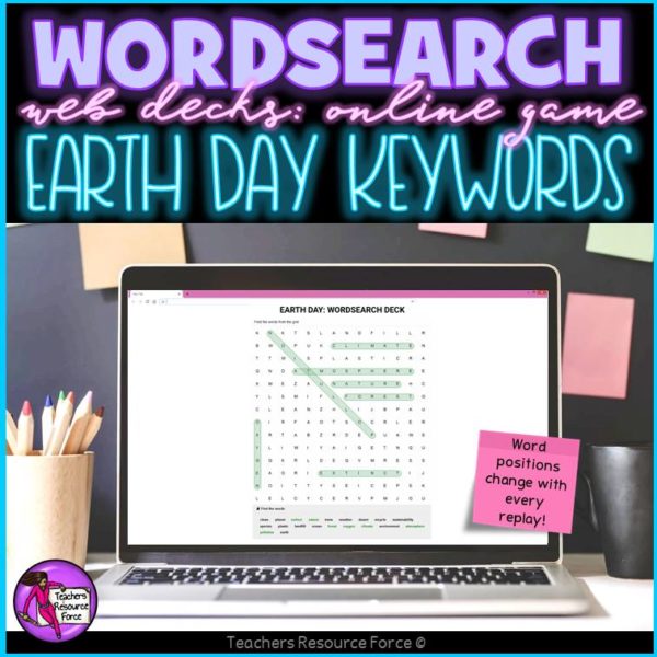 Earth Day Vocabulary: Wordsearch Online Game