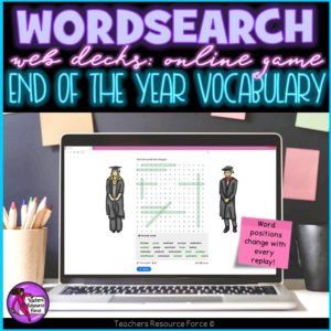 End of the Year Vocabulary: Wordsearch Online Game