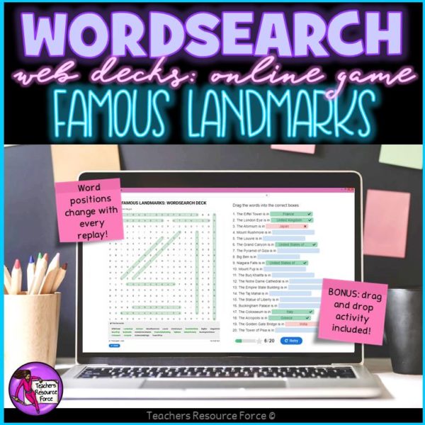 Famous Landmarks: Wordsearch Online Game
