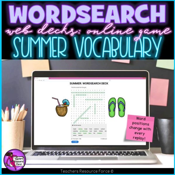 Summer Vocabulary: Wordsearch Online Game