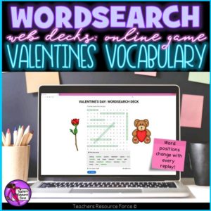 Valentine’s Day Vocabulary: Wordsearch Online Game