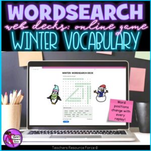 Winter Vocabulary: Wordsearch Online Game