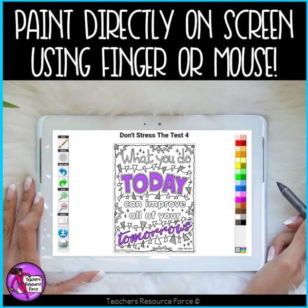 Digital Quote Colouring Pages: Don’t Stress The Test 4