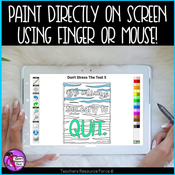 Digital Quote Colouring Pages: Don’t Stress The Test 5