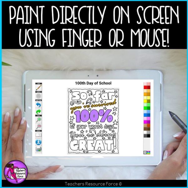 Digital Quote Colouring Pages: 100th Day of School