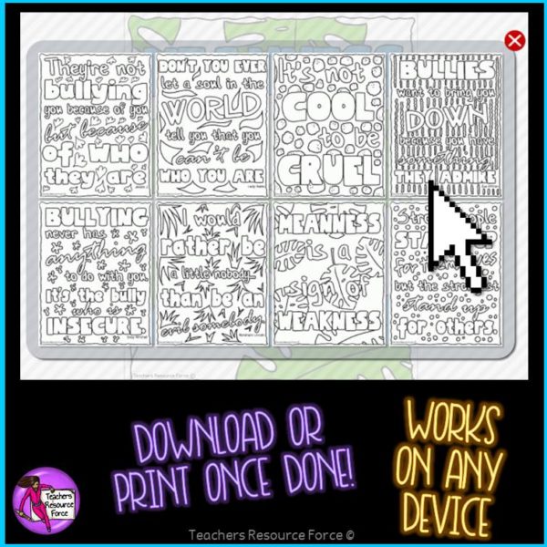 Digital Quote Colouring Pages: Anti Bullying Quotes
