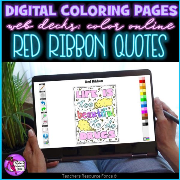 Digital Quote Colouring Pages: Red Ribbon Quotes