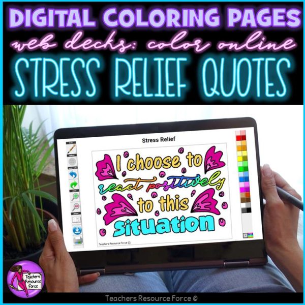 Digital Quote Colouring Pages: Stress Relief Quotes