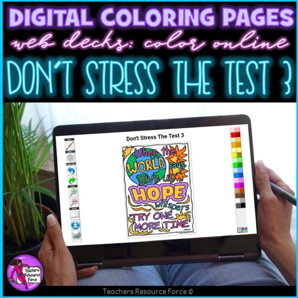 Digital Quote Colouring Pages: Don’t Stress The Test 3