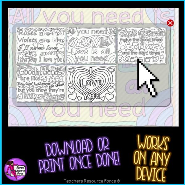 Digital Quote Colouring Pages: Valentine’s Day Quotes
