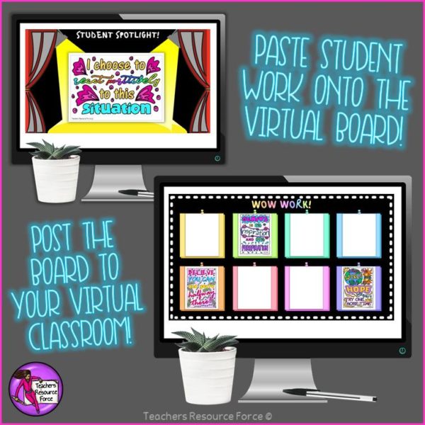 Virtual Digital Bulletin Display Boards For Online Classroom Decor