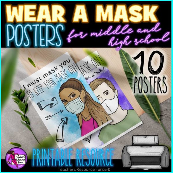 Wear A Mask Posters for Middle and High School
