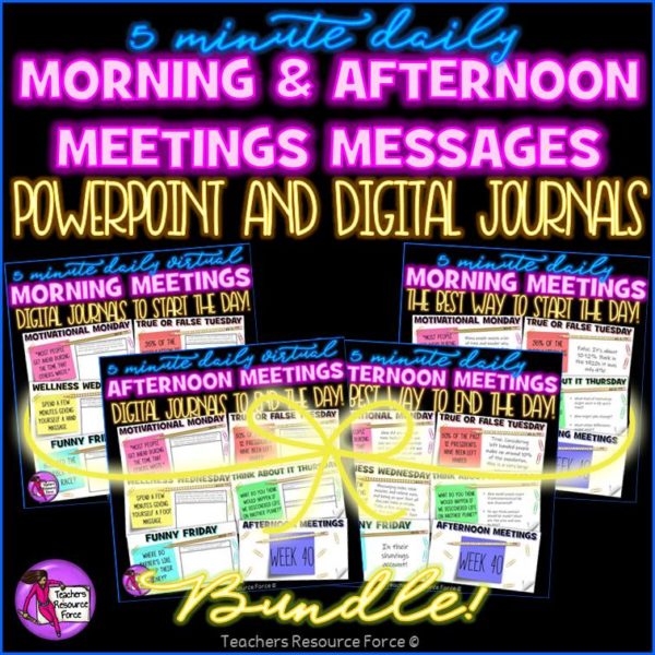 Daily Morning + Afternoon Meetings BUNDLE: Both PowerPoints + Journals [1 YEAR]