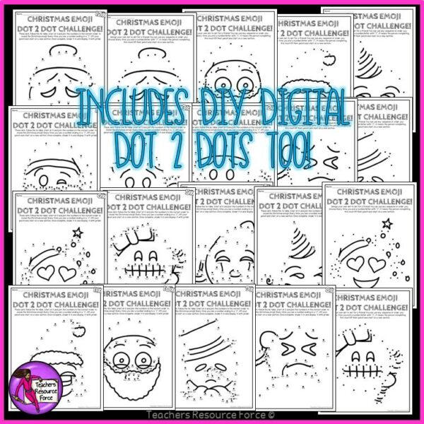 Digital Dot to Dot Times Tables Christmas Emoji Math Differentiated Lesson