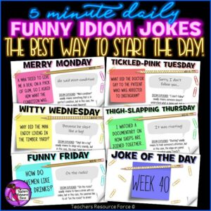 Distance Learning Daily Idiom Joke of the Day Morning Meeting [1 YEAR]