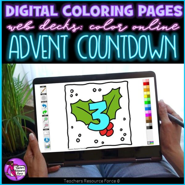Digital Colouring Pages: Advent Calendar Christmas Countdown