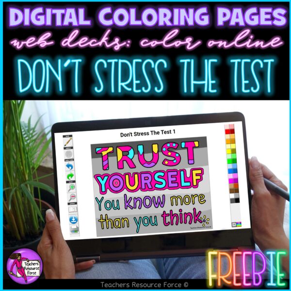 Free Digital Quote Colouring Page: Don’t Stress The Test