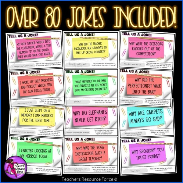 Joke Task Cards Set 3 for Morning Meeting, Indoor Recess, Early Finishers, Reading