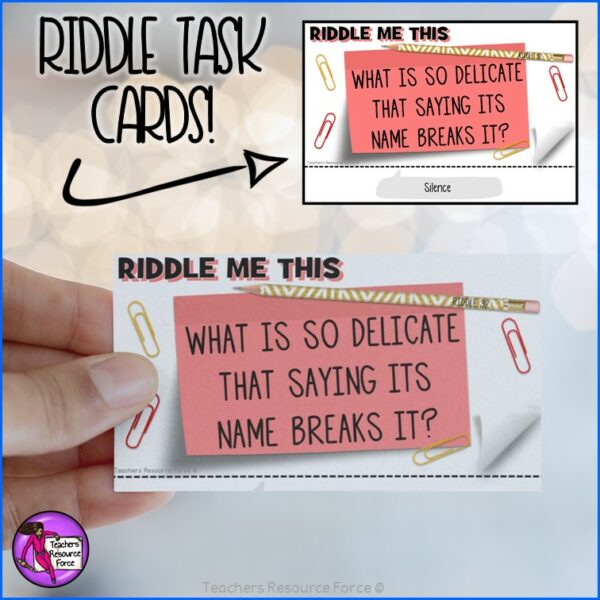 Riddles Task Cards Set Bundle for Morning Meeting, Indoor Recess, Early Finishers, Reading