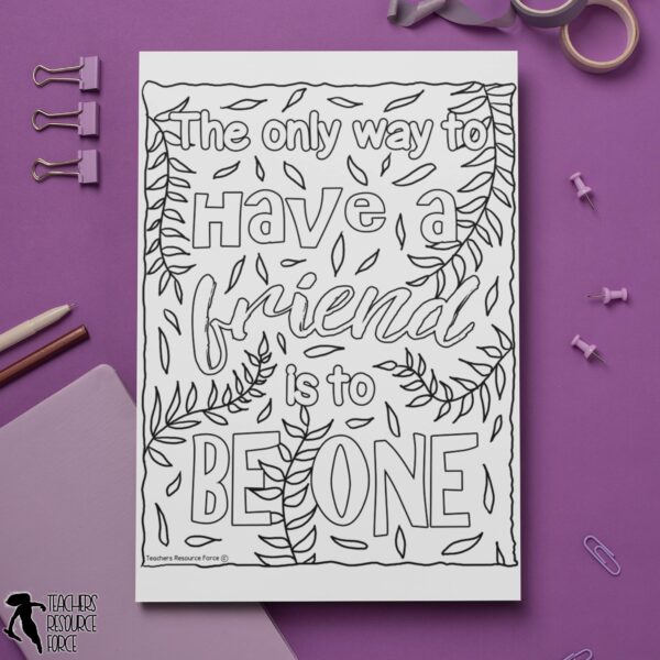 Friendship Quote Coloring Pages Posters Classroom Decor by Teachers Resource Force