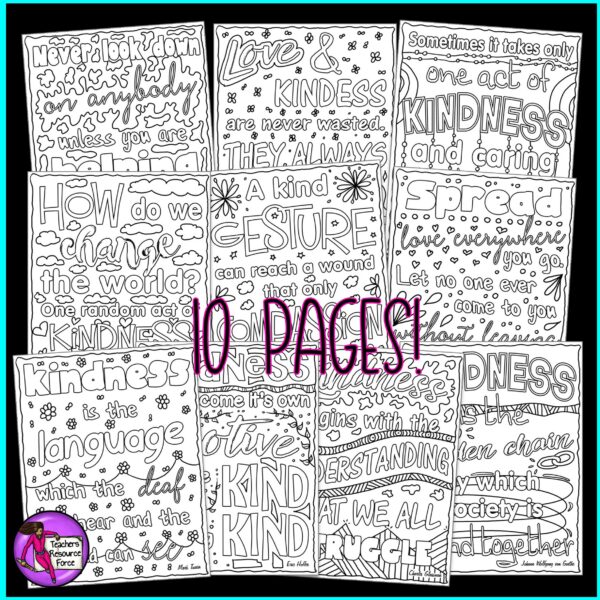 Kindness Quote Coloring Pages Posters Classroom Decor Empathy