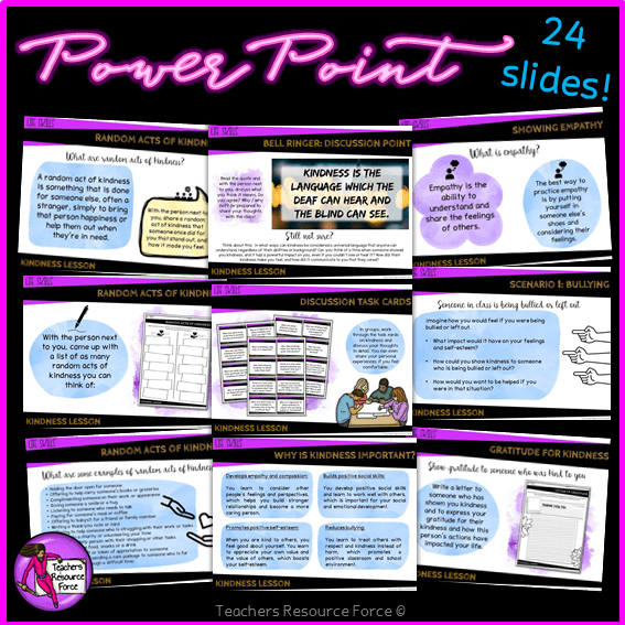 Kindness Lesson: PowerPoint, Printables and Discussion Cards