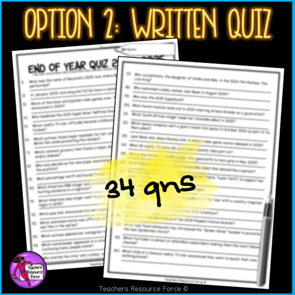 End of the Year General Knowledge Trivia Quiz for 2024-2025